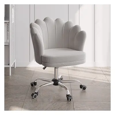 Grey Modern Swivel Office Chair Velvet Upholstered Task Chair Adjustable Height