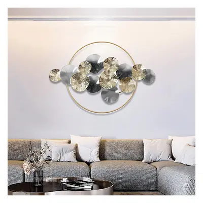 900mm Modern Light Luxury Grey Hollowed Leaves Metal Wall Decor for Living Room