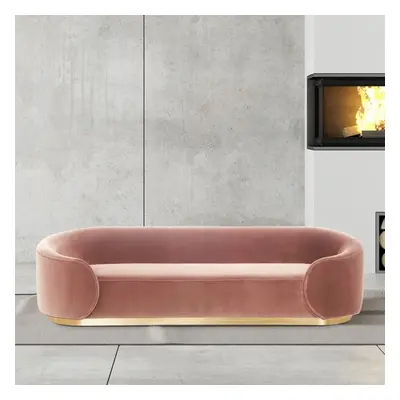 Pink 3-Seater Sofa Upholstered Velvet Sofa Pillows Included