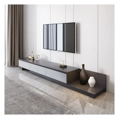 Up to 120" Extendable Gray TV Stand Modern Retractable Floor Media Console with 3 Drawers