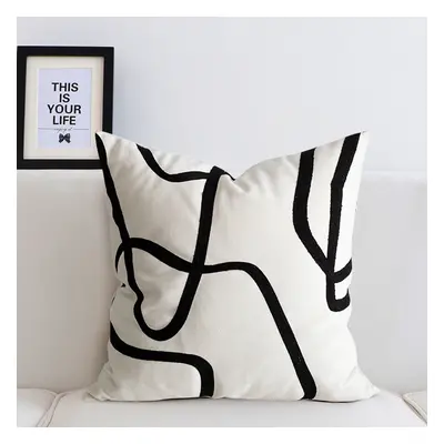 Modern Black Stripe Decorative Throw Pillow Cover Cushion Cover Protector 450mm x 450mm