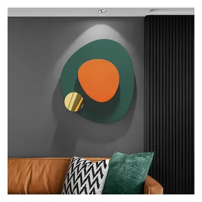 Artard Irregular Modern Minimalist Overlapping Green & Orange Wall Decor Metal Home Art