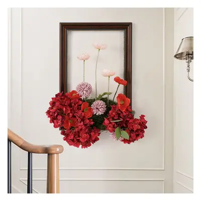 Vintage Red Fake Flower Arrangements Wall Hanging Decoration Artificial Silk Flower