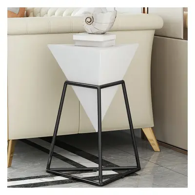 White Geometric End Table Accent Side Table