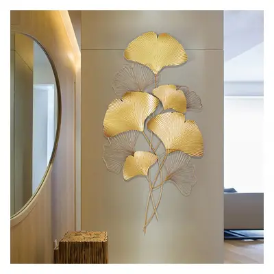 Modern Metal Ginkgo Leaves Wall Decor Home Hanging Art in Gold