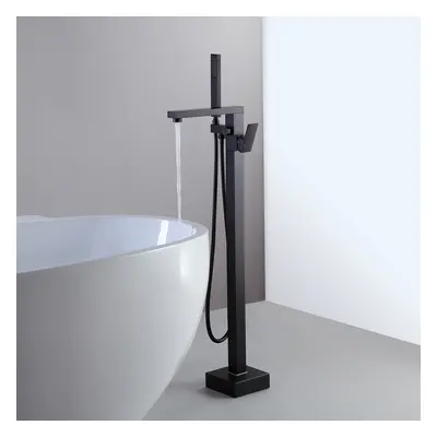 Dree Modern Matte Black 1-Handle Freestanding Bath Filler Tap & Handshower Solid Brass