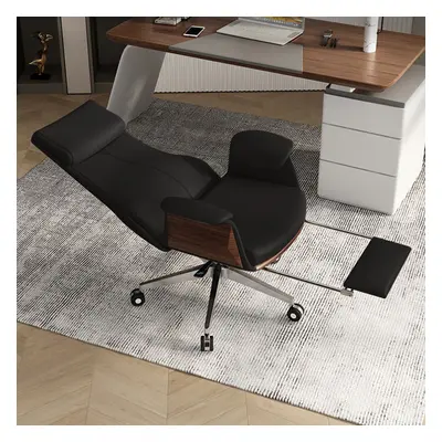 Reclining Leather Office Desk Chair High Back Adjustable Swivel Modern Executive Chair in Black