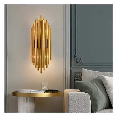 Glam Fluted Gold Wall Sconce 2-Light Flush Mount Wall Lighting