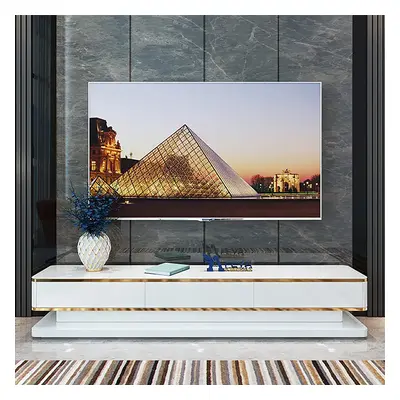 Gapn White TV Media Console with Storage 3 Drawers Tempered Glass for TVs Up to 1981mm