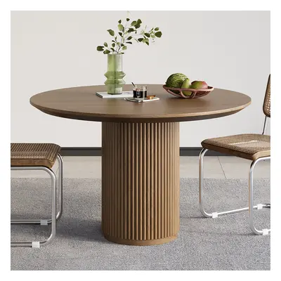 Japandi 800mm Round Small Dining Table for 2 Person Walnut Wood Tabletop