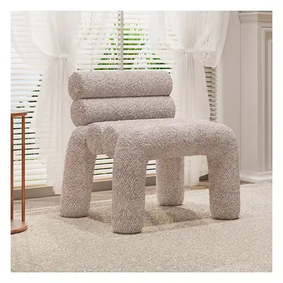 Modern Grey Boucle Accent Chair Upholstery Horizontal Channeled for Living Room