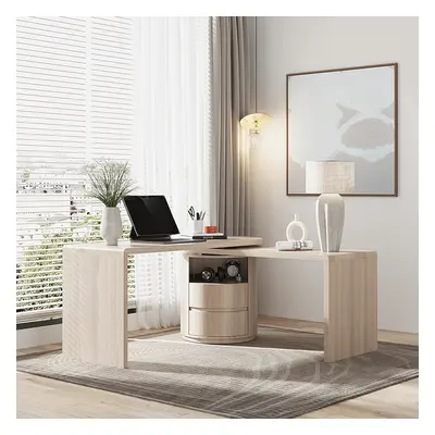 Modern L Shaped Rotatable Wash White Executive Office Desk with Drawers White Office Furniture (