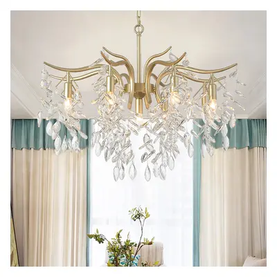 Modern 9-Light Crystal Tiered Chandelier in Champagne Gold