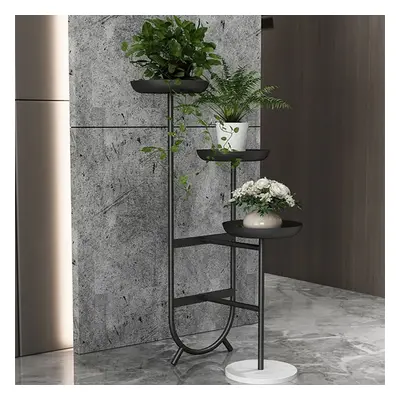 Chic Unique Shaped Metal Standing Plant Stand in Black