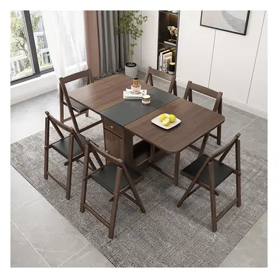 Ultic 5-Piece Modern 59" Rectangle Dining Table Set Ash Wood Foldable Walnut