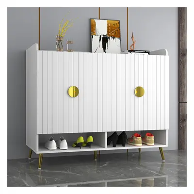 Yellar Nordic White Shoe Cabinet 10 Shelves Entryway Shoe Cabinet