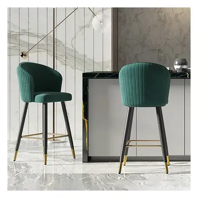 Green Bar Height Bar Stool Tufted Upholstered Velvet Bar Stool Footrest