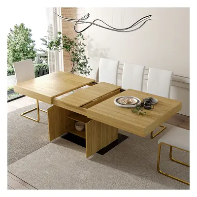 1800mm-2200mm Extendable Dining Table with Storage Japandi Rectangle Table for 8