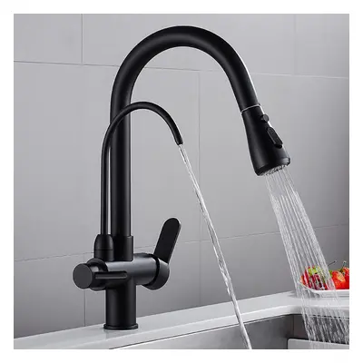 Water Filter Kitchen Faucet Pull Out Faucet in Matte Black Swirling Faucet Solid Brass