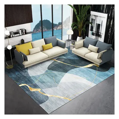 1530mm x 2430mm Light Luxury Modern Style Retangular Blue & Gold Florid Area Rug