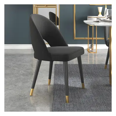 Set of 2 Velvet Dining Chair Upholstered Modern Black Dining Room Chairs