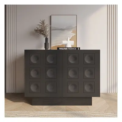 1050mm Black Sideboard Buffet Doors&Drawers Modern Circle Patterned Kitchen Cabinet