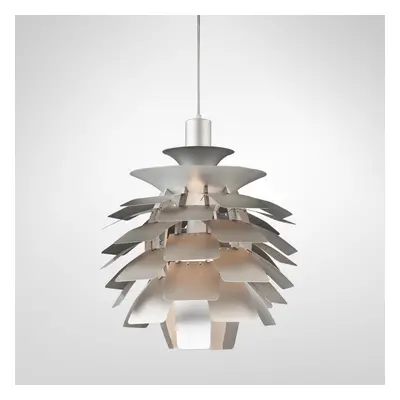 Modern 1-Light Silver Hardwired Aluminum Pendant Light in Chrome Finish