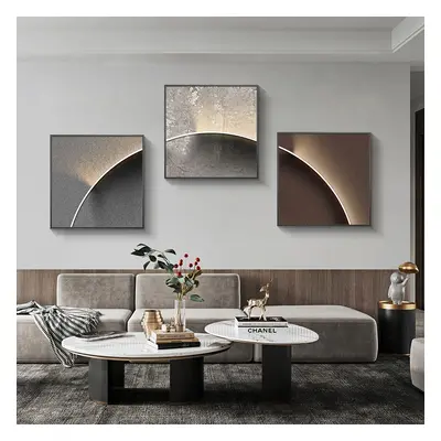 3 Pieces Modern Abstract Wall Decor Set Square Canvas Painting with Frame Living Room 1200mmW*40