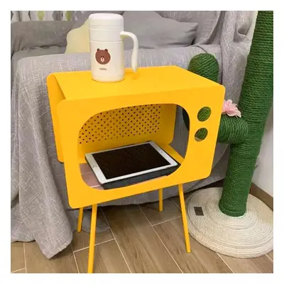 Stert Modern End Table in Television Shape Hollow Side Table in Fresh Yellow