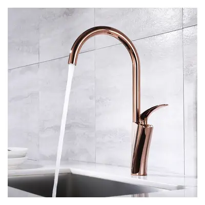 Single Lever Handle Kitchen Tap Mono Rose Gold Solid Brass