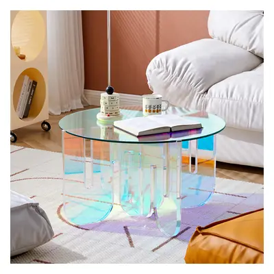 Iridescent Transparent Acrylic Modern Design Fashionable Round Coffee Table