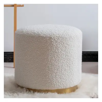 Modern White Round Lamb Wool Vanity Stool Makeup Stool