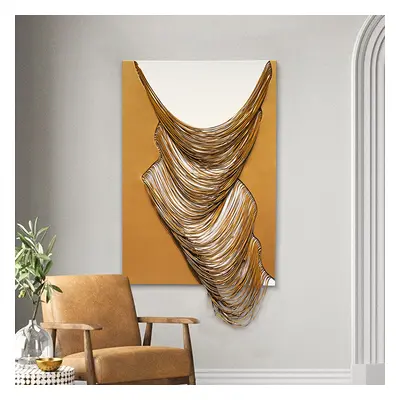 3D Modern White & Orange Geometric Abstract Wood Wall Decor Art for Living Room Bedroom