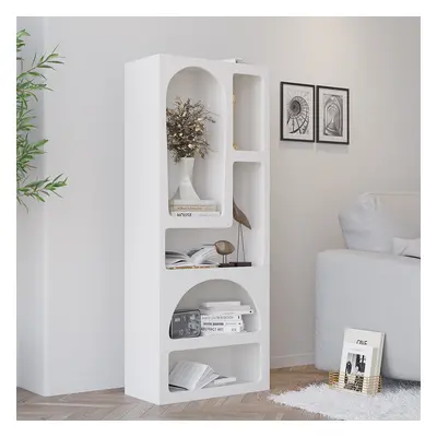 Codiys 1500mm Art Deco White Arched Bookcase Tall Open Geometric Japandi Bookshelf Wood