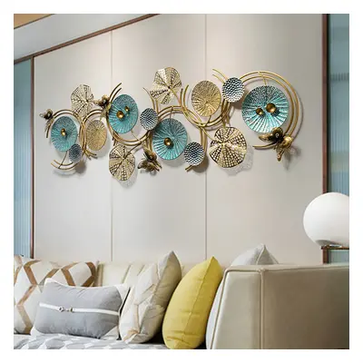 1200mmW*470mmH 3D Lotus Leaves Wall Decor Home Luxury Metal Wall Art for Home Decorations, Livi