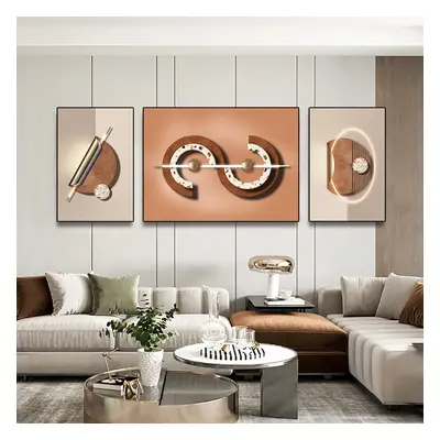 3 Pieces Modern Geometric Abstract Wall Decor Set Canvas Painting with Frame Living Room