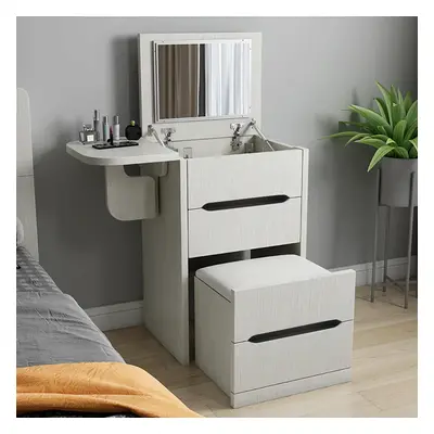 Nordic Flip Top White Makeup Vanity Mini with Stool & Mirror