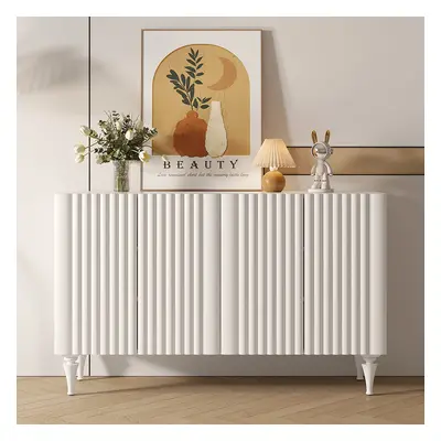 1500mm Modern White Sideboard Buffet with Doors Carved Credenza Adjustable Shelves