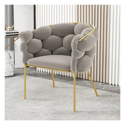 Gray Nordic Accent Chair Velvet Upholstery Chair Tufted Chair