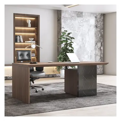 Modern Black & Walnut Wooden Home Office Desk with Movable File Cabinet Office Furniture (1800mm