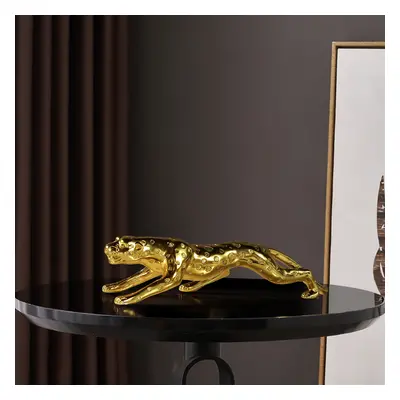 430mm Gold Leopard Sculpture Panther Statue Resin Ornament Decor Art Living Room Bedroom