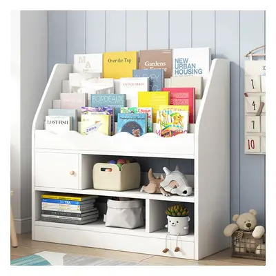 Modern White Kids Bookshelf Toy Storage Shelf in Manufacture Finish