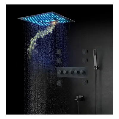 Wall-Mounted Shower Set in Black 4 Function Thermostatic Shower Mixer