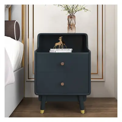 Blue Nightstand Modern Nightstand Stylish Bedside Table with 2 Drawers with Shelf