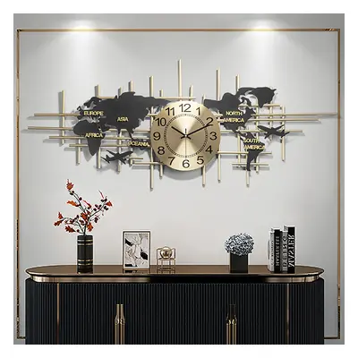 960mm Modern Metal Large Map Wall Clock Decor Creative Silent Clocks Art for Living Room