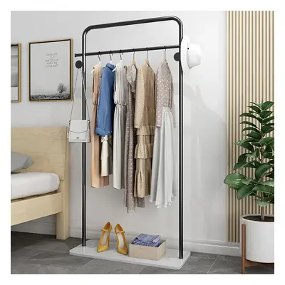 Contemporary Garment Stand Metal Clothing Stand with Hooks & Marble Base in Black