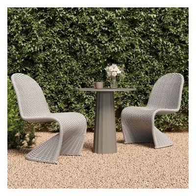 2 PCS Woven Rattan Outdoor Dining Chair Set Yard & Patio Furniture in Gray with Cushion & Pillow