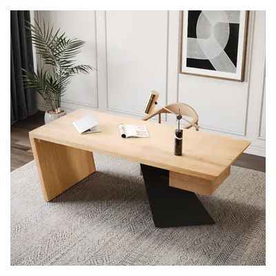 Cabstract Modern Natural Wood Office Desk Writing Desk with Drawer Computer Desk (1600mm)