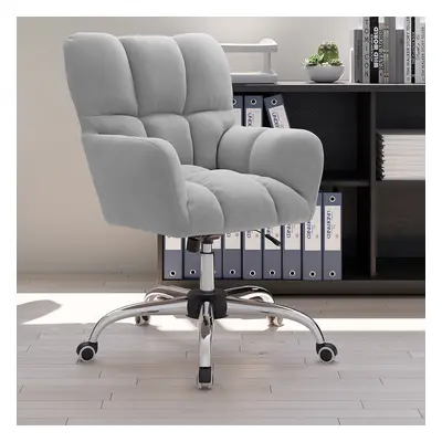 Modern Office Chair Upholstered Cotton&Linen Swivel Task Chair Height Adjustable