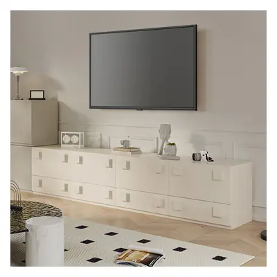 Modern White Wood TV Stand with 4 Drawers Convert to Tall Media Cabinet fo 2032mm TVs